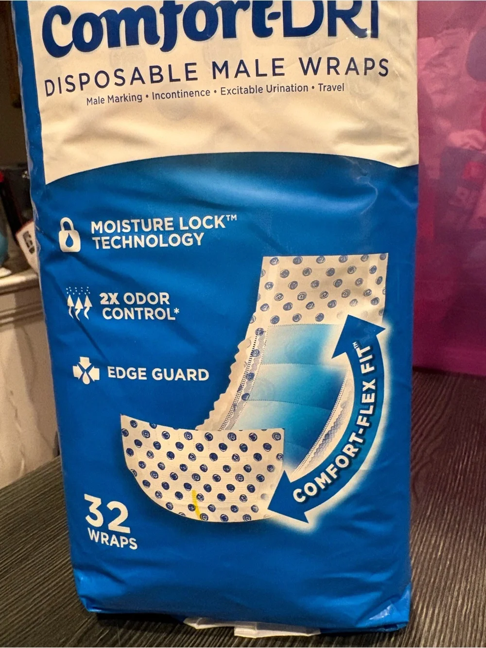 Comfort-DRI Disposable Male Wraps - Blue, 32 Count